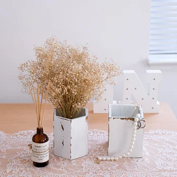 Retro Pastoral Wooden Hexagon Pencil Holder Rural Vintage White Color Ins Flower Machine Flower Vase Storage Can for Home Decor 
Retro Pastoral Wooden Hexagon Pencil Holder Rural Vintage White Color Ins Flower Machine Flower Vase Storage Can for Home Decor