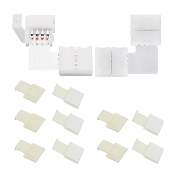 L Shape 4 Pins Connector Clip 10mm Right Angle Corner Solderless + 10PCS Self Adhesive 3M Fixing Clips For 10m 5050 led strip
L Shape 4 Pins Connector Clip 10mm Right Angle Corner Solderless + 10PCS Self Adhesive 3M Fixing Clips For 10m 5050 led strip