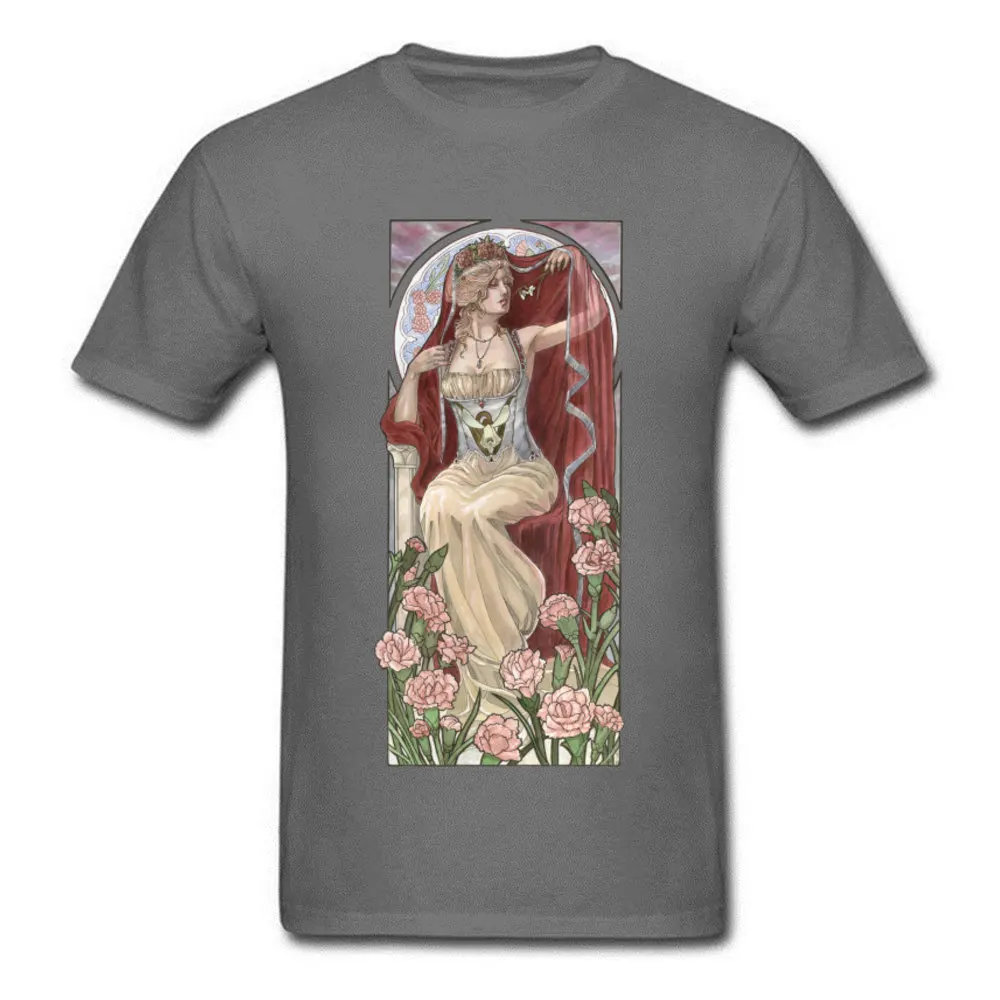 Lady_of_January_Art_Nouveau_Birthstone_Series_with_Carnations_1327 Tops Shirts O Neck 100% Cotton Men T-Shirt Group Tshirts Cheap Lady_of_January_Art_Nouveau_Birthstone_Series_with_Carnations_1327 carbon