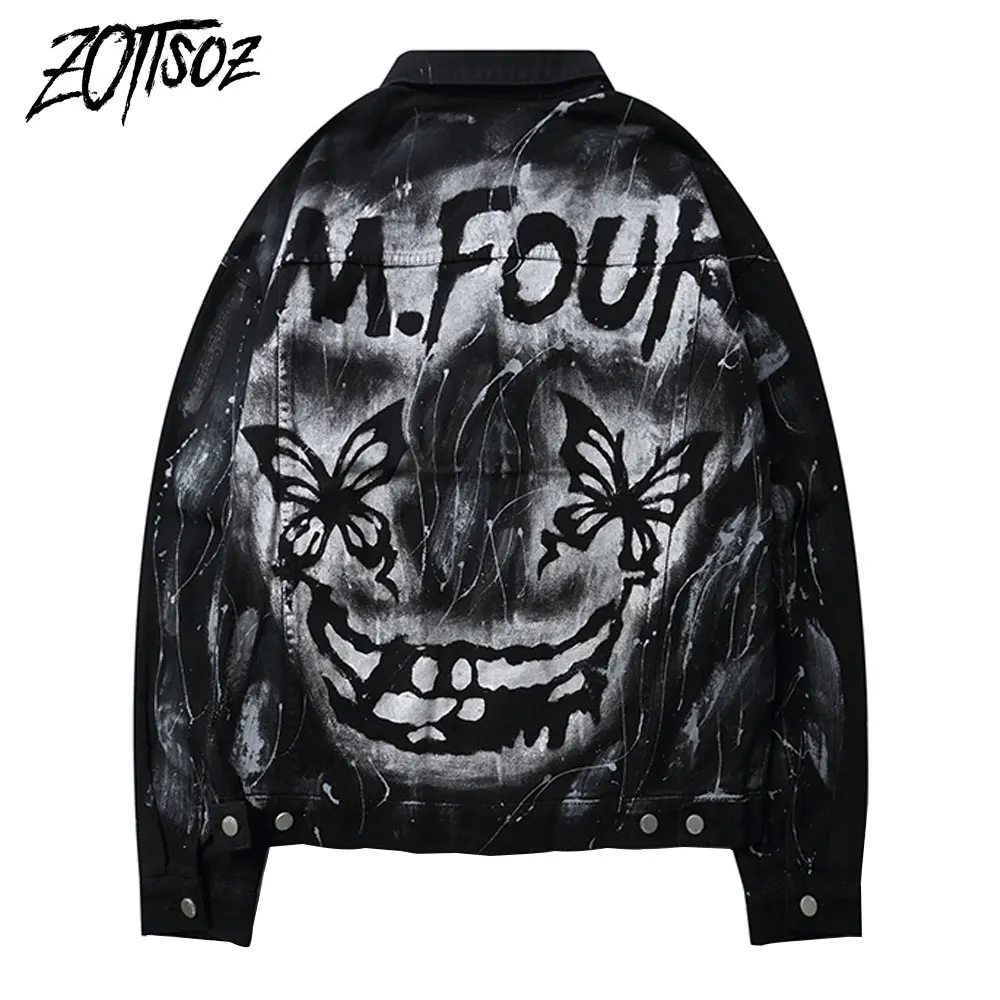 Graffiti Gothic Black Denim Jackets Streetwear Hip Hop Butterfly Print Jacket Men Women Fashion Harajuku Punk Rock Jeans Coats
Graffiti Gothic Black Denim Jackets Streetwear Hip Hop Butterfly Print Jacket Men Women Fashion Harajuku Punk Rock Jeans Coats