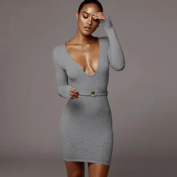 Sexy Knit Dress Pure Knitting V-neck Full Sleeve Knitted Dress Elegant Women High Street Casual Club Dress Bodycon Mini Dresses
Sexy Knit Dress Pure Knitting V-neck Full Sleeve Knitted Dress Elegant Women High Street Casual Club Dress Bodycon Mini Dresses