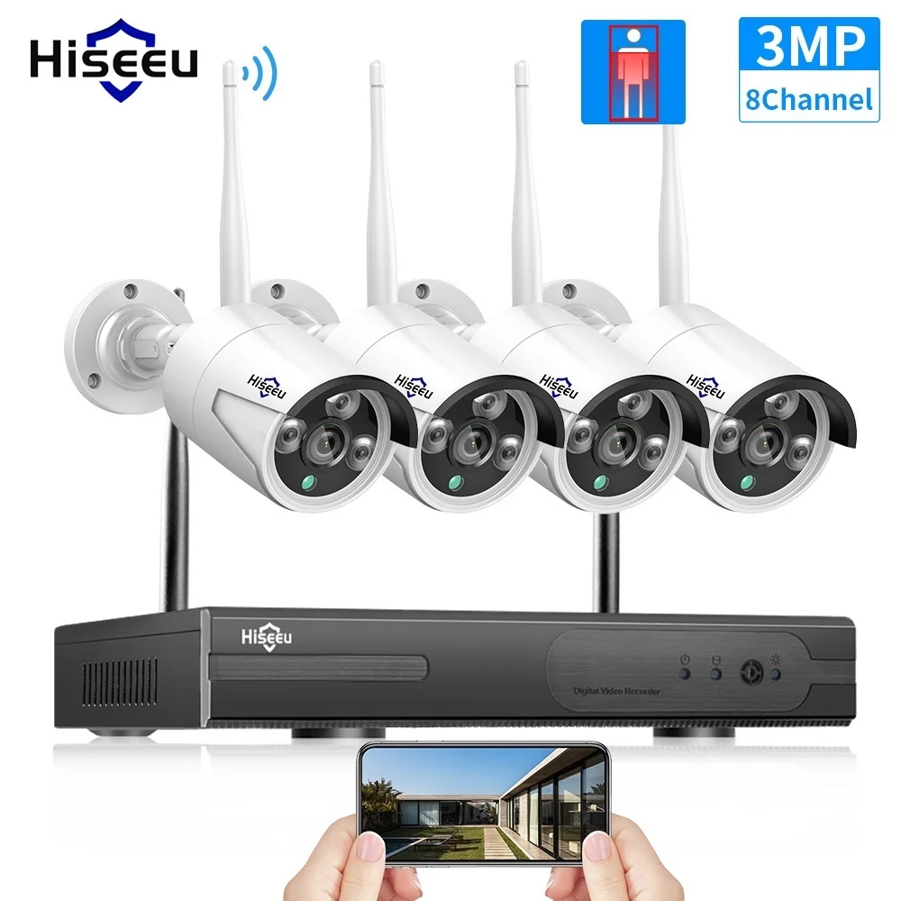 Беспроводная система видеонаблюдения Hiseeu 3 Мп наружная IP камера WIFI