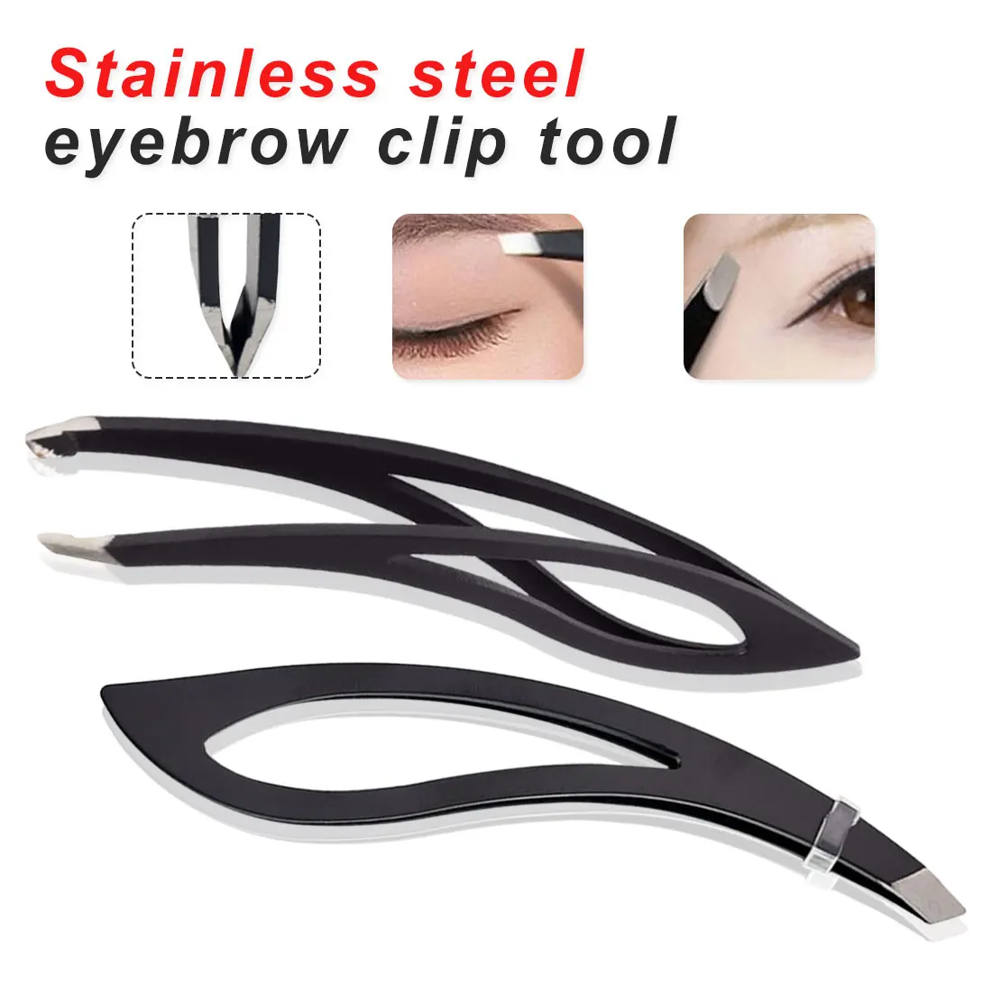 

Stainless Steel Eye Brow Clips Makeup Tool Brand New 1PC Black Color Eyebrow Tweezer Hair Beauty Slanted Puller