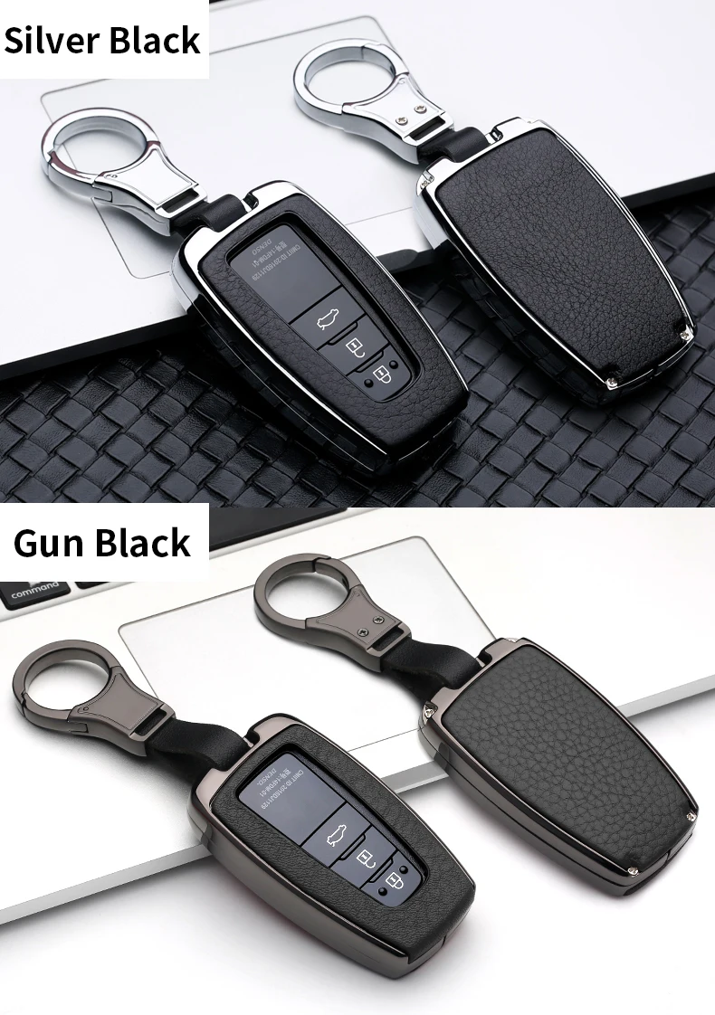 CHEPINFA Leather Car Key Case Cover Shell For Toyota CHR C-HR Prado Camry Avalon Prius Corolla RAV4 Land Cruiser Avalon Keychain