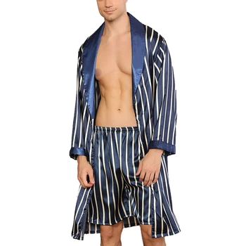 2pcs Men's Casual Silk Satin Pajamas Set Sleepwear Sleep Robe Comfort Shorts Men's Silk Nightgown Shorts Striped Pajamas Suit
2pcs Men's Casual Silk Satin Pajamas Set Sleepwear Sleep Robe Comfort Shorts Men's Silk Nightgown Shorts Striped Pajamas Suit