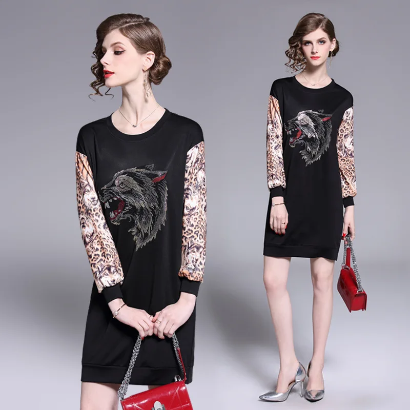 2019 Spring Europe And America WOMEN'S Dress Diamond Set Printed Joint Wolf Head-Style Full Body Dress
2019 Spring Europe And America WOMEN'S Dress Diamond Set Printed Joint Wolf Head-Style Full Body Dress