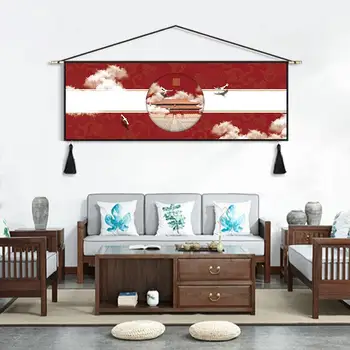 New Chinese style light luxury horizontal tapestry bedside hall sofa background wall decoration fabric wall hanging painting
New Chinese style light luxury horizontal tapestry bedside hall sofa background wall decoration fabric wall hanging painting