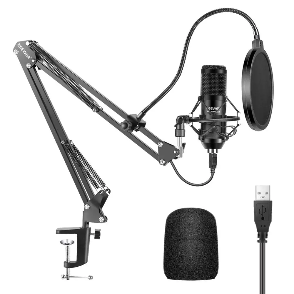 Neewer USB Microphone Kit 192KHZ/24BIT Plug&Play Computer Cardioid Mic Podcast Condenser Microphone with Professional Sound Chip
Neewer USB Microphone Kit 192KHZ/24BIT Plug&Play Computer Cardioid Mic Podcast Condenser Microphone with Professional Sound Chip