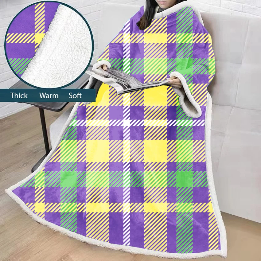 Plaid Blanket Soft Lazy Blankets Polyester Winter For Adult Child 3D Digital Printing Cotton Velvet Thick Blanket with Sleeves
Plaid Blanket Soft Lazy Blankets Polyester Winter For Adult Child 3D Digital Printing Cotton Velvet Thick Blanket with Sleeves
