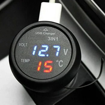New Car Cigarette Lighter Socket Car Digital Voltmeter Thermometer USB Car Charger 3 in 1 Meter LED Voltmeter Car accessories
New Car Cigarette Lighter Socket Car Digital Voltmeter Thermometer USB Car Charger 3 in 1 Meter LED Voltmeter Car accessories