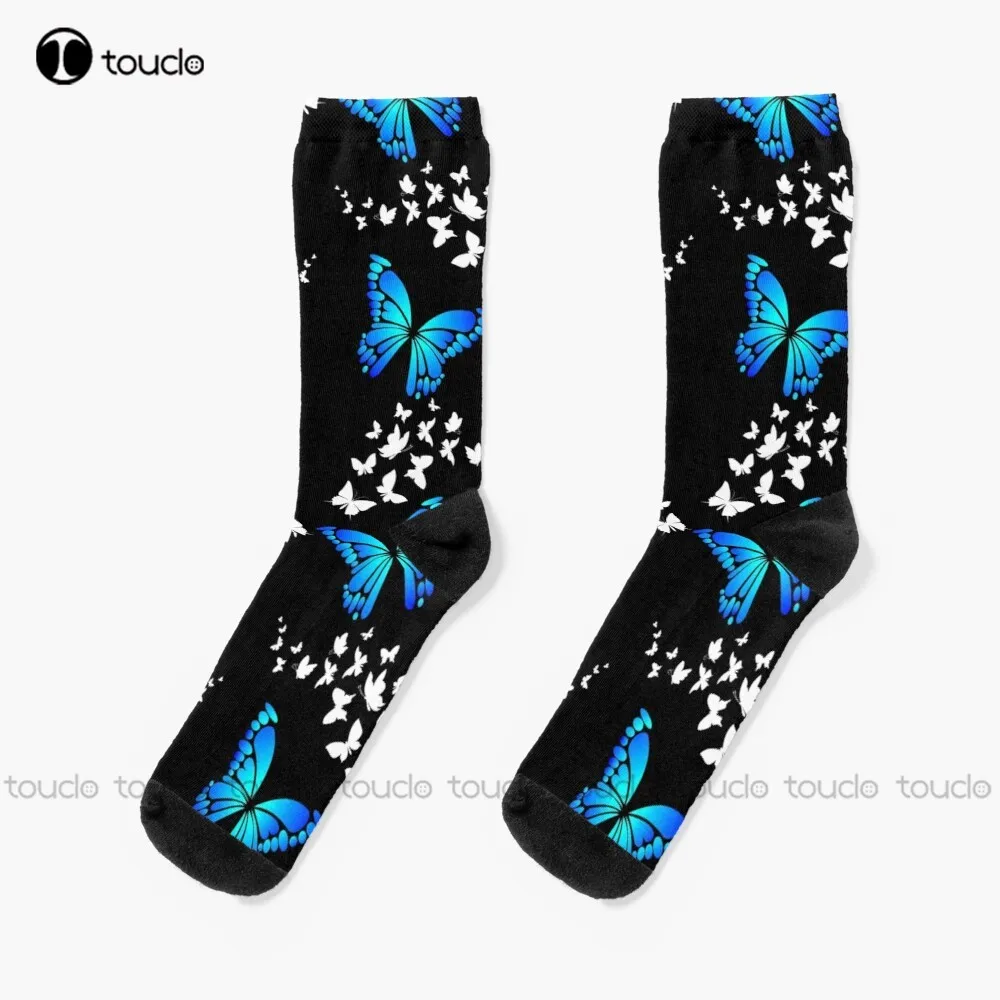 New Blue And White Butterfly Pattern On Black Background Socks Slouch Socks Personalized Custom Unisex Adult Socks
New Blue And White Butterfly Pattern On Black Background Socks Slouch Socks Personalized Custom Unisex Adult Socks