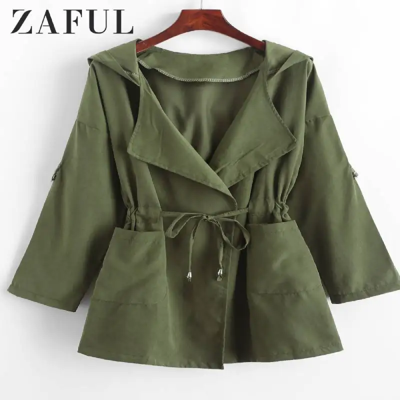 ZAFUL женское одноцветное Свободное пальто с капюшоном куртка длинным рукавом
