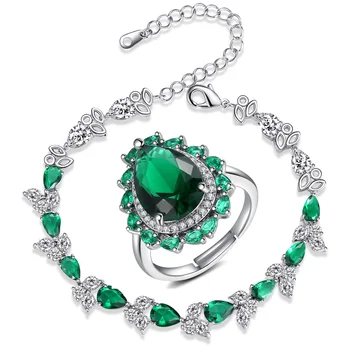 Fashion simple bi-color allure new drop-shaped emerald zircon bracelet ring Jewelry Sets
Fashion simple bi-color allure new drop-shaped emerald zircon bracelet ring Jewelry Sets