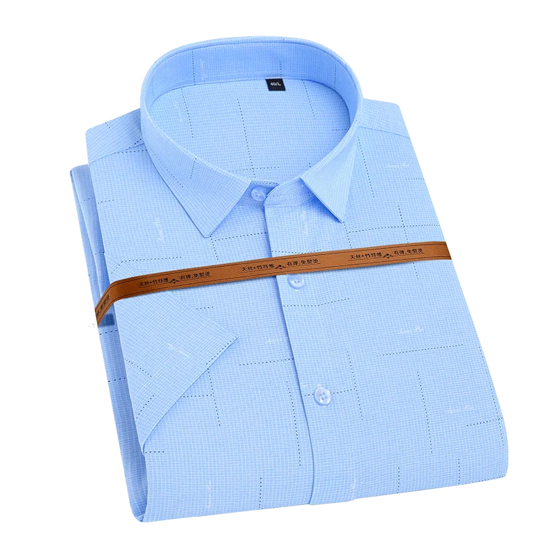 Фото Мужская рубашка с коротким рукавом из бамбукового волокна повседневная деловая