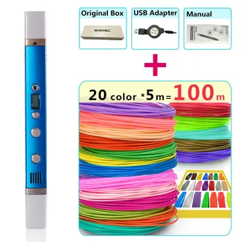 myriwell 3d pens + 20 * 5m ABS Filament,LED display,USB Charging,Creative 3d printing pen Gift set 3d drawing pen-3d 1.75mm pla
myriwell 3d pens + 20 * 5m ABS Filament,LED display,USB Charging,Creative 3d printing pen Gift set 3d drawing pen-3d 1.75mm pla