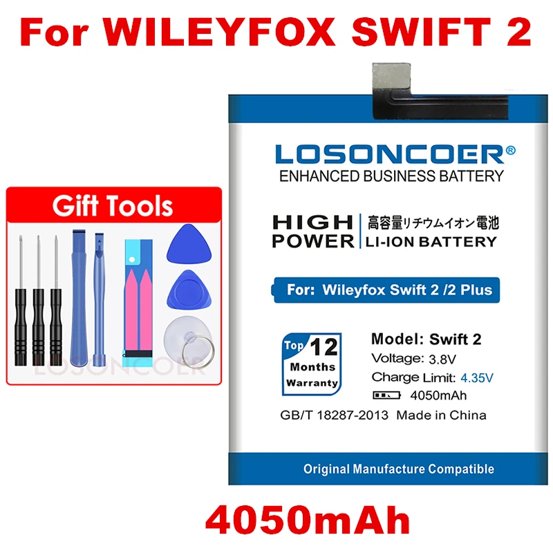 LOSONCOER Swift 2 4050mAh Battery for Wileyfox Swift 2 /2 Plus High Quality mobile phone Battery Free tools
LOSONCOER Swift 2 4050mAh Battery for Wileyfox Swift 2 /2 Plus High Quality mobile phone Battery Free tools