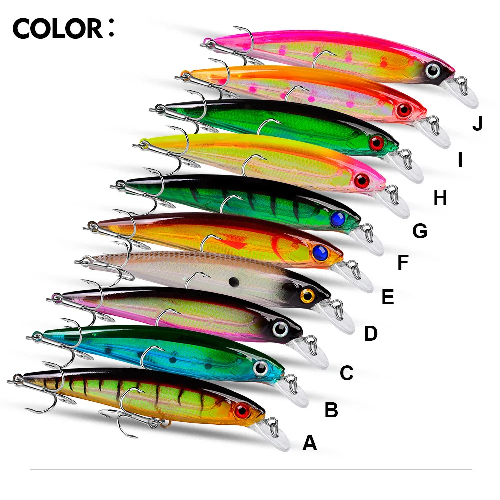 

PROBEROS Fishing Lure Set 11cm 13.4g 1pcs Hard Artificial Minnow Lures 10 Color Crankbait Fishing Baits #4 Treble hook dw1199