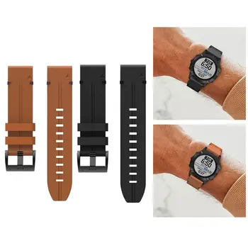 Quick Release Watch Band Durable Genuine Leather Wrist Strap for Gar-min Fenix 6/6 Pro/5 Plus/GPS/Glonass Sport Watch/Forerunner