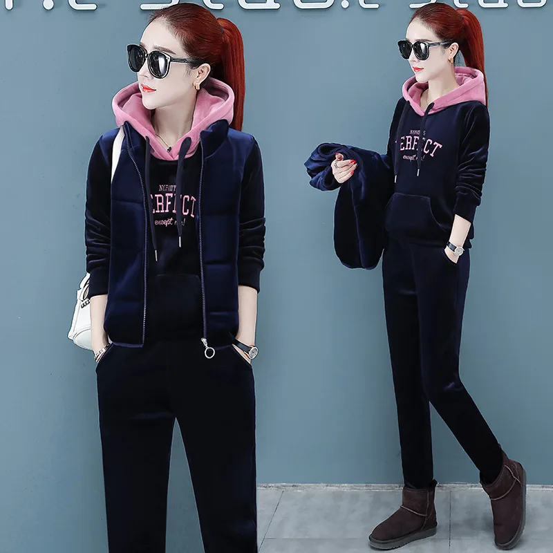 Autumn And Winter 3 Piece Set Tracksuit Women Velvet Hoodies Sets Casual Thicken Hooded Sweatshirt + Vest + Pants 3pcs Outfits
Autumn And Winter 3 Piece Set Tracksuit Women Velvet Hoodies Sets Casual Thicken Hooded Sweatshirt + Vest + Pants 3pcs Outfits