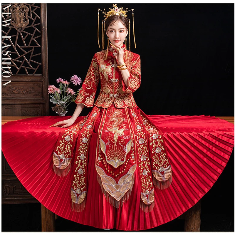 Oriental Style Bride Costume High-quality Embroidery Modern Classic Wedding Dress Cheongsam China Qipao костюм для восточных
Oriental Style Bride Costume High-quality Embroidery Modern Classic Wedding Dress Cheongsam China Qipao костюм для восточных