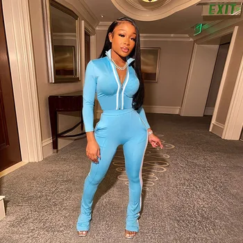 NCLAGEN Atheleisure Fashion Women 2 Pieces Set Zipper Up Crop Top Cardigan Tshirt Striped Patchwork Sweatpants Stacked Leggings
NCLAGEN Atheleisure Fashion Women 2 Pieces Set Zipper Up Crop Top Cardigan Tshirt Striped Patchwork Sweatpants Stacked Leggings