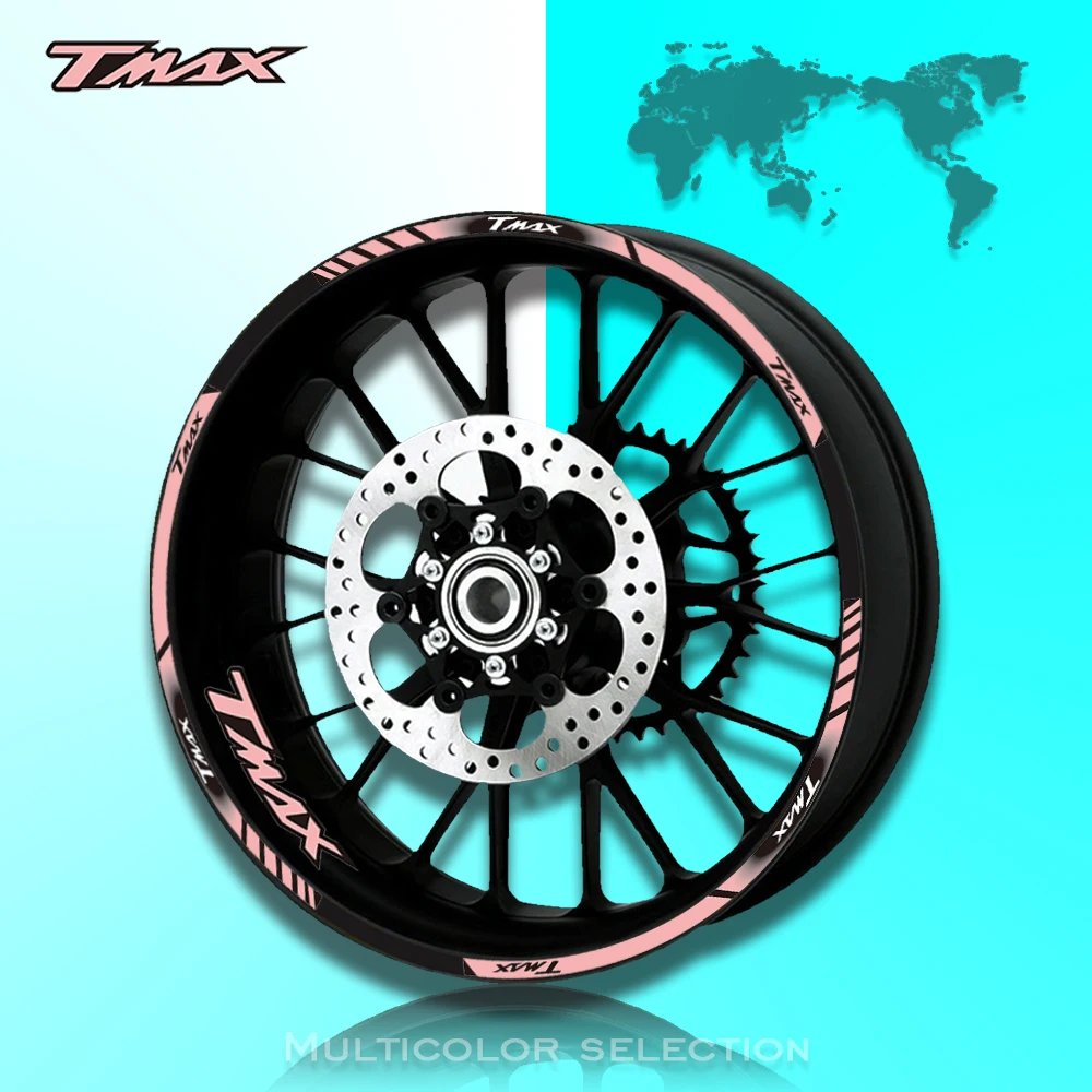 

FIT For YAMAHA TMAX TMAX500 TMAX530 500 530 15'' 12 X Bordo Spesso Esterno Rim Sticker Banda Wheel Stickers