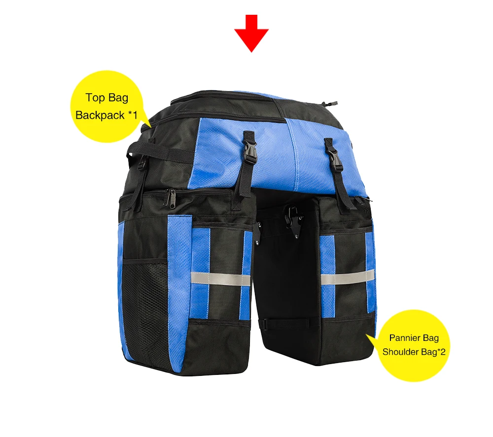 Rhinowalk 3 IN 1 Bicycle Rear Rack Seat Trunk Bag 70L MTB Road Bike Multifunctional Luggage Carrier Bag 3 Colors with Rain Cover (3)