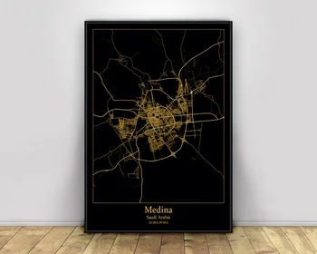 Medina Saudi Arabia Black&Gold City Light Maps Custom World City Map Posters Canvas Prints Nordic Style Wall Art Home Decor
Medina Saudi Arabia Black&Gold City Light Maps Custom World City Map Posters Canvas Prints Nordic Style Wall Art Home Decor