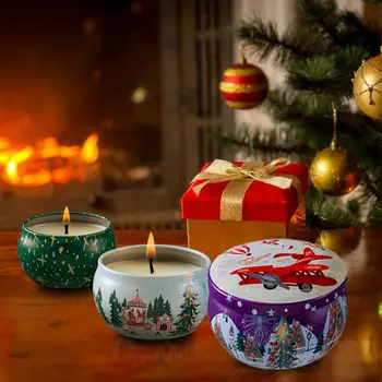 

8PCS/Set Christmas Scented Candles Aromatherapy Candles Smokeless Soy Wax Vegetable Essential Oil Candle for Christmas Gifts