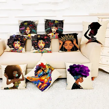 Pillowcase Fashion African Girl Ladies Oil Painting Family Art Decoration Sofa Pillowcase Cotton Linen Cushion Cover #YL10
Pillowcase Fashion African Girl Ladies Oil Painting Family Art Decoration Sofa Pillowcase Cotton Linen Cushion Cover #YL10
