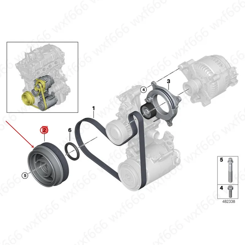 Engine pulley Generator pulley Crankshaft pulley Suitable for F20 F22 F30 F35 F33 G30 G12b mwB48 Torsional shock absorber pulley
Engine pulley Generator pulley Crankshaft pulley Suitable for F20 F22 F30 F35 F33 G30 G12b mwB48 Torsional shock absorber pulley