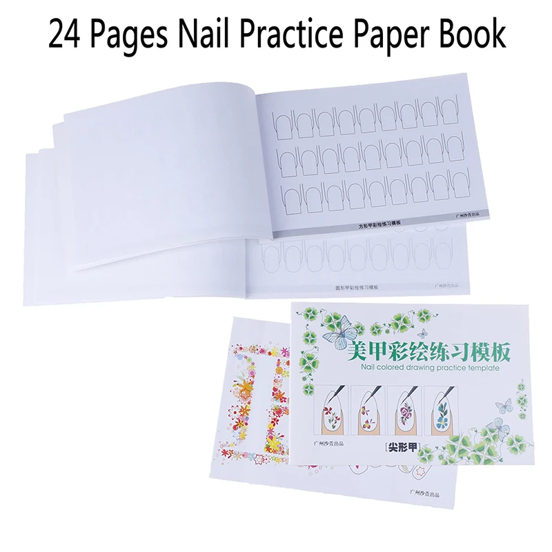 Multi-shaped Nail 24 Pages Art Practice Book Colored Drawing Painting Template Manicure Tools | Красота и здоровье