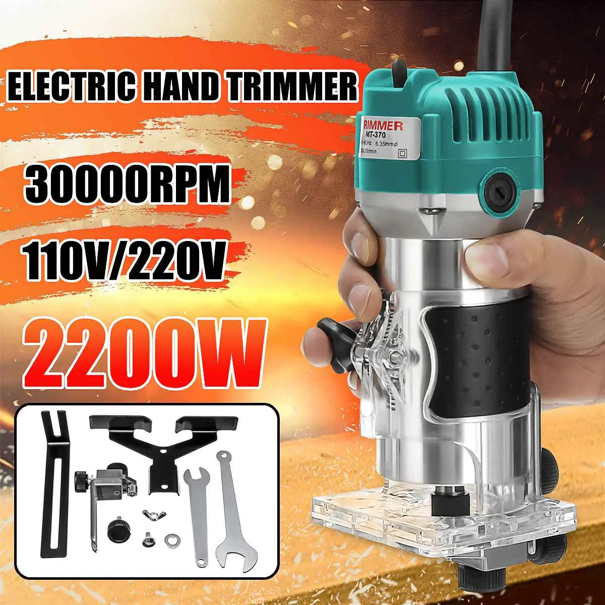 110V/220V 2200W 6.35mm Electric Hand Trimmer Wood Laminate Palms Router Joiners Router Copper Motor Carving Machine DIY Tools
110V/220V 2200W 6.35mm Electric Hand Trimmer Wood Laminate Palms Router Joiners Router Copper Motor Carving Machine DIY Tools
