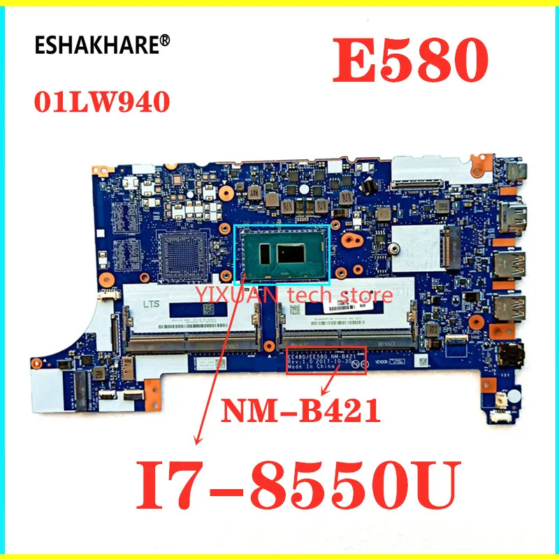 Материнская плата для ноутбука EE480/EE580 материнская Lenovo ThinkPad E580 рабочая FRU 01LW940 100%