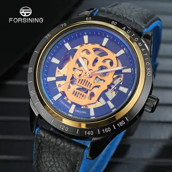 FORSINING Fashion Mens Watch Automatic Skeleton Movement Black Blue Leather Strap Top Brand Luxury Skull Design Men Watch
FORSINING Fashion Mens Watch Automatic Skeleton Movement Black Blue Leather Strap Top Brand Luxury Skull Design Men Watch