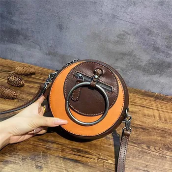 Authentic Cowskin Mixed Color Women's Mini Circular Bag Genuine Leather Female Cross Shoulder Bag Vintage Lady Small Round Purse
Authentic Cowskin Mixed Color Women's Mini Circular Bag Genuine Leather Female Cross Shoulder Bag Vintage Lady Small Round Purse