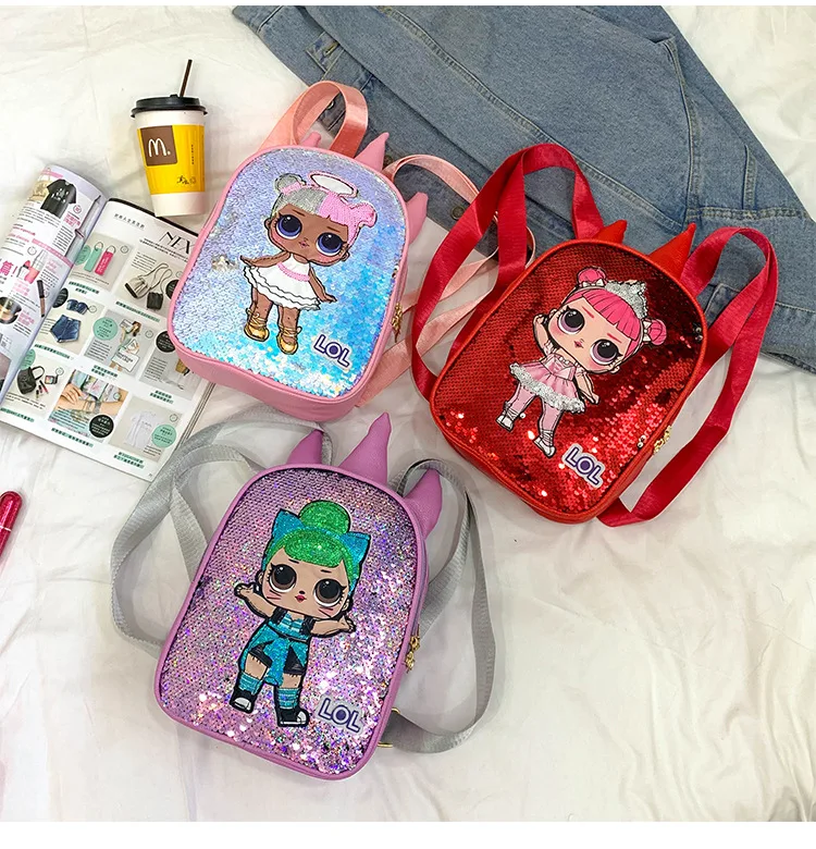 Nuevo LOL Surprise Dolls mochila escolar chica lindo doble hombro bolsos PU moda viaje mochilas con lentejuelas regalo Nuevo LOL Surprise Dolls mochila escolar chica lindo doble hombro bolsos PU moda viaje mochilas con lentejuelas regalo
