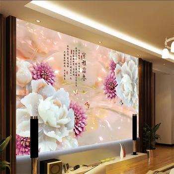 3DCustomized wallpaper mural Chinese style handmade scenery with peony flower jade carving behind sofa as background livingroom
3DCustomized wallpaper mural Chinese style handmade scenery with peony flower jade carving behind sofa as background livingroom