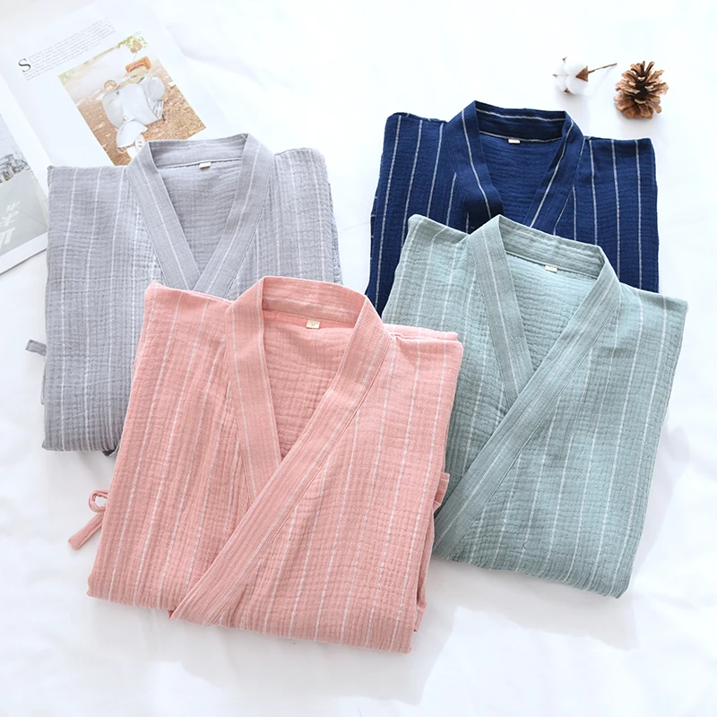 Japanese Style Women and Men Casual Comfortable Robes Striped Couples Pajamas 100% Cotton Loose Kimono Hanfu Nightgown Sleepwear
Japanese Style Women and Men Casual Comfortable Robes Striped Couples Pajamas 100% Cotton Loose Kimono Hanfu Nightgown Sleepwear
