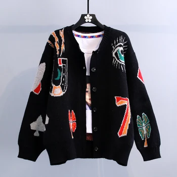 2020 spring autumn women clothing new version loose cartoon anime embroidery sweater jacket single-breasted knitted cardigan 67a
2020 spring autumn women clothing new version loose cartoon anime embroidery sweater jacket single-breasted knitted cardigan 67a