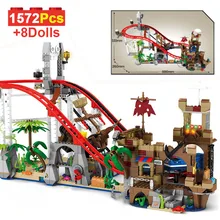 Creative Caribbaned 1572Pcs Pirate Roller Coaster Amusement Park Model Building Blocks Fairground With Lights Figure Bricks Toys
Creative Caribbaned 1572Pcs Pirate Roller Coaster Amusement Park Model Building Blocks Fairground With Lights Figure Bricks Toys