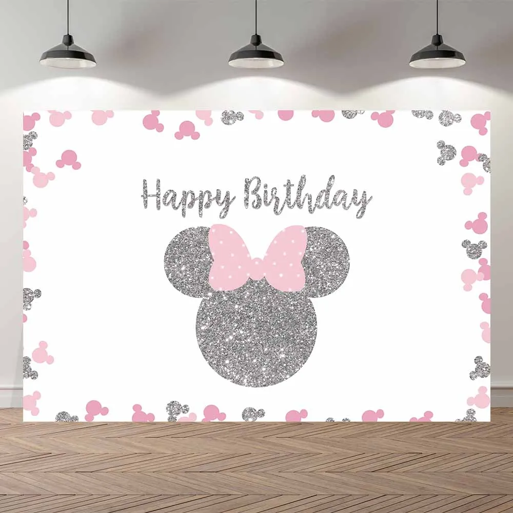 Тонкий Виниловый фон с принтом Минни Маус для дня рождения babyshower новый баннер
