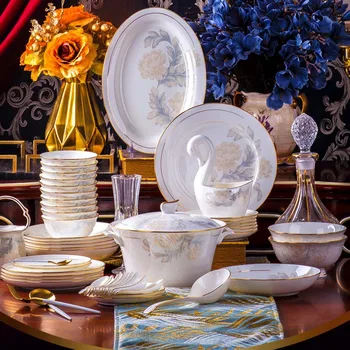 60 Heads Jingdezhen Ceramic Dinner chinese dishes Rice Bowl Soup Bowl Salad Noodles Bowl Plate Tableware Dinnerware Sets
60 Heads Jingdezhen Ceramic Dinner chinese dishes Rice Bowl Soup Bowl Salad Noodles Bowl Plate Tableware Dinnerware Sets