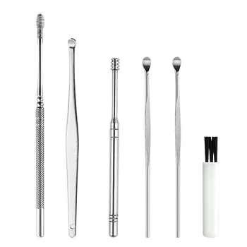6Pcs Ear Pick Set Stainless Steel Earpick Ear Clean Tool with Case Ear Wax Curette Remover Ear Cleaner Spoon Ear Care Tools
6Pcs Ear Pick Set Stainless Steel Earpick Ear Clean Tool with Case Ear Wax Curette Remover Ear Cleaner Spoon Ear Care Tools