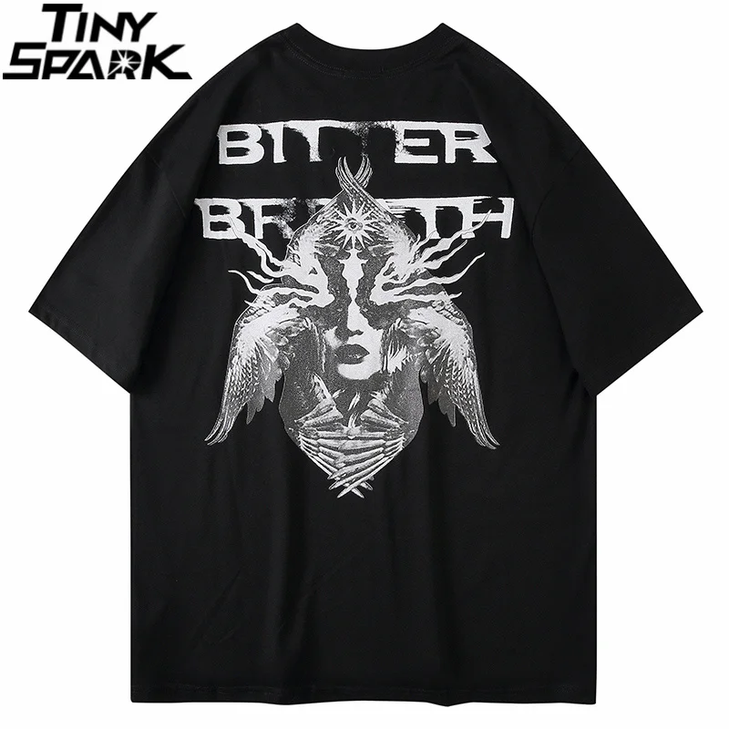 Фото Мужская футболка в металлическом стиле уличная хип-хоп оверсайз летняя с