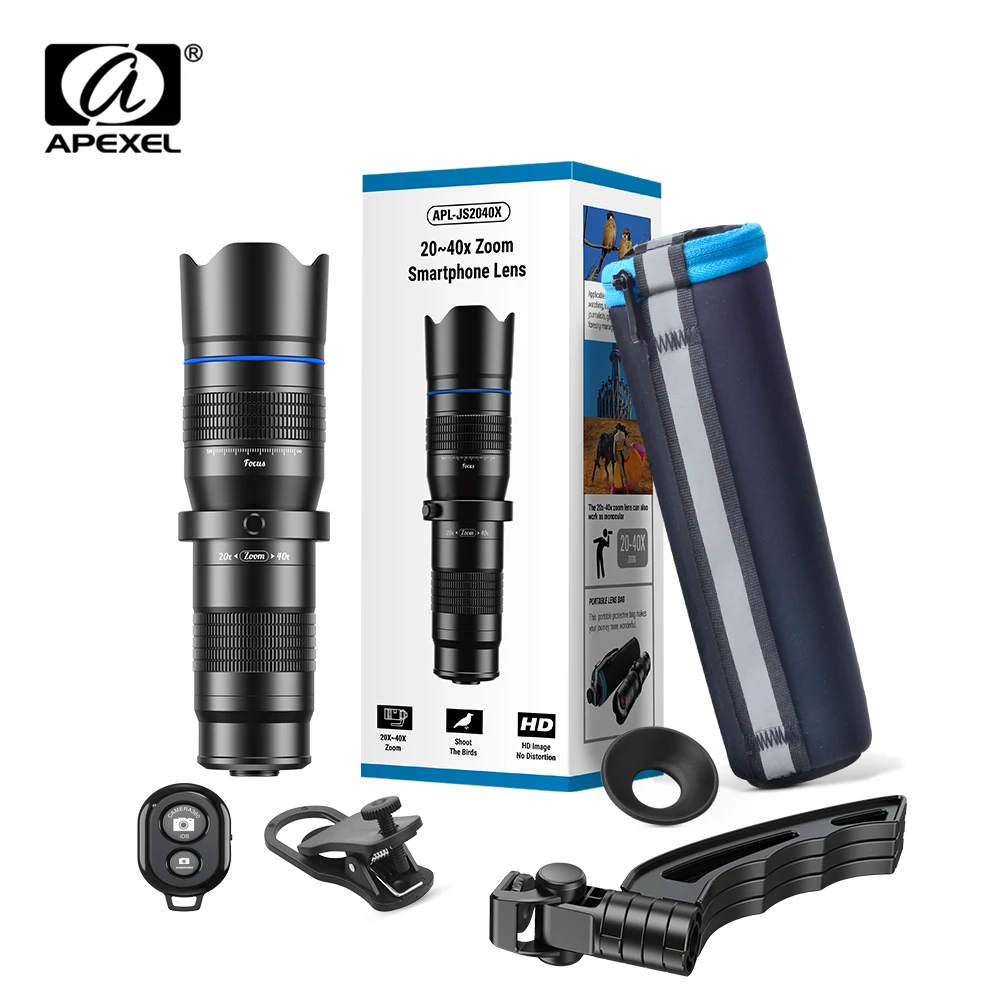APEXEL 2020 Newest 3in1 Phone 20x-40x Zoom Telescope Lens+Mini Selfie Tripod + Remote Control Monocular Telephoto Mobile Lenses
APEXEL 2020 Newest 3in1 Phone 20x-40x Zoom Telescope Lens+Mini Selfie Tripod + Remote Control Monocular Telephoto Mobile Lenses