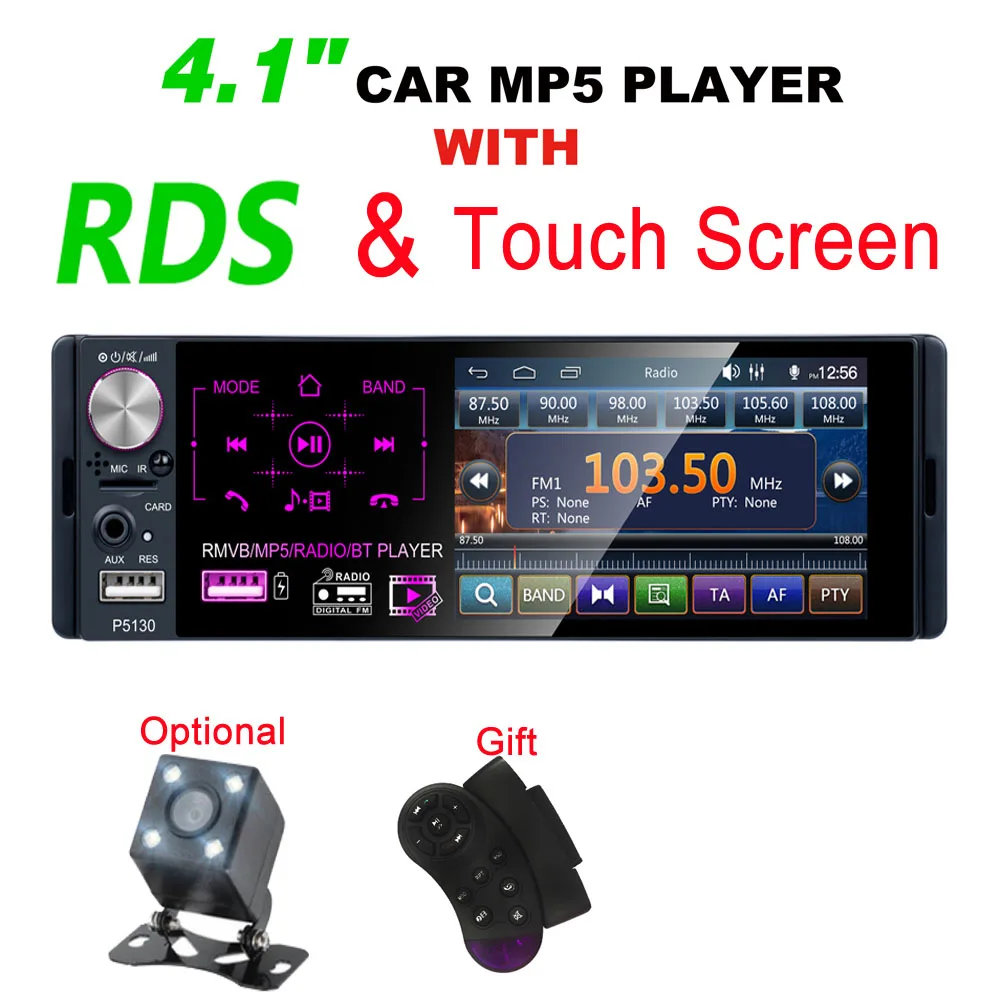 1Din Car Multimedia Player 4.1" Touch Screen Car MP5 Player RDS Auto Radio Bluetooth DC 12V Support Camera Remote Control
1Din Car Multimedia Player 4.1" Touch Screen Car MP5 Player RDS Auto Radio Bluetooth DC 12V Support Camera Remote Control