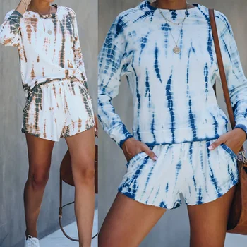 Cross-border casual suit hot tie-dye long-sleeved sports suit fashion stripe printing casual sweater women SU2161 
Cross-border casual suit hot tie-dye long-sleeved sports suit fashion stripe printing casual sweater women SU2161