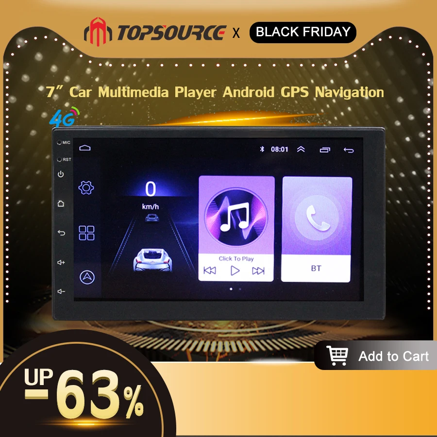 TOPSOURCE 7" Car Multimedia Player Android GPS Navigation 2 DIN HD Auto radio WiFi USB FM 2 Din Car Audio Radio Stereo Backup Mo
TOPSOURCE 7" Car Multimedia Player Android GPS Navigation 2 DIN HD Auto radio WiFi USB FM 2 Din Car Audio Radio Stereo Backup Mo