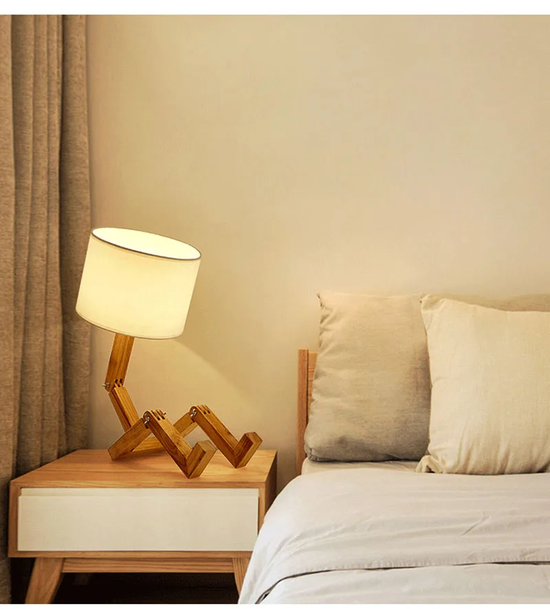 Robot Shape Wooden Table Lamp E27 Lamp Holder 110-240V Modern Cloth Art Wood Desk Table Lamp Parlor Indoor Study Night Light
Robot Shape Wooden Table Lamp E27 Lamp Holder 110-240V Modern Cloth Art Wood Desk Table Lamp Parlor Indoor Study Night Light